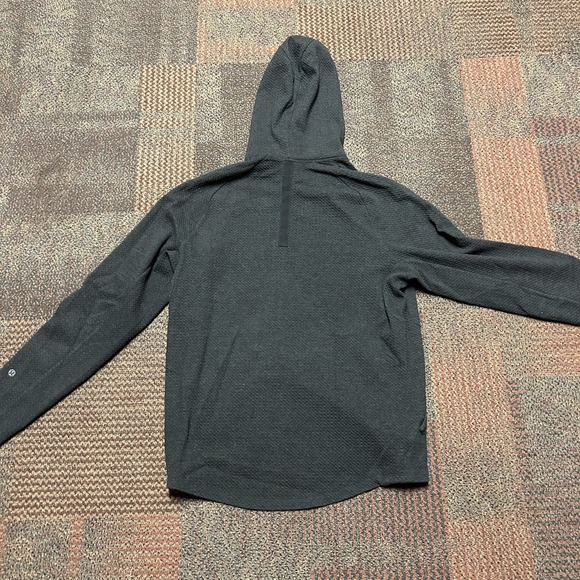 Lululemon At Ease Hoodie Heathered Black Textured Knit Long Sleeve Men's M Yoga - Picture 5 of 7